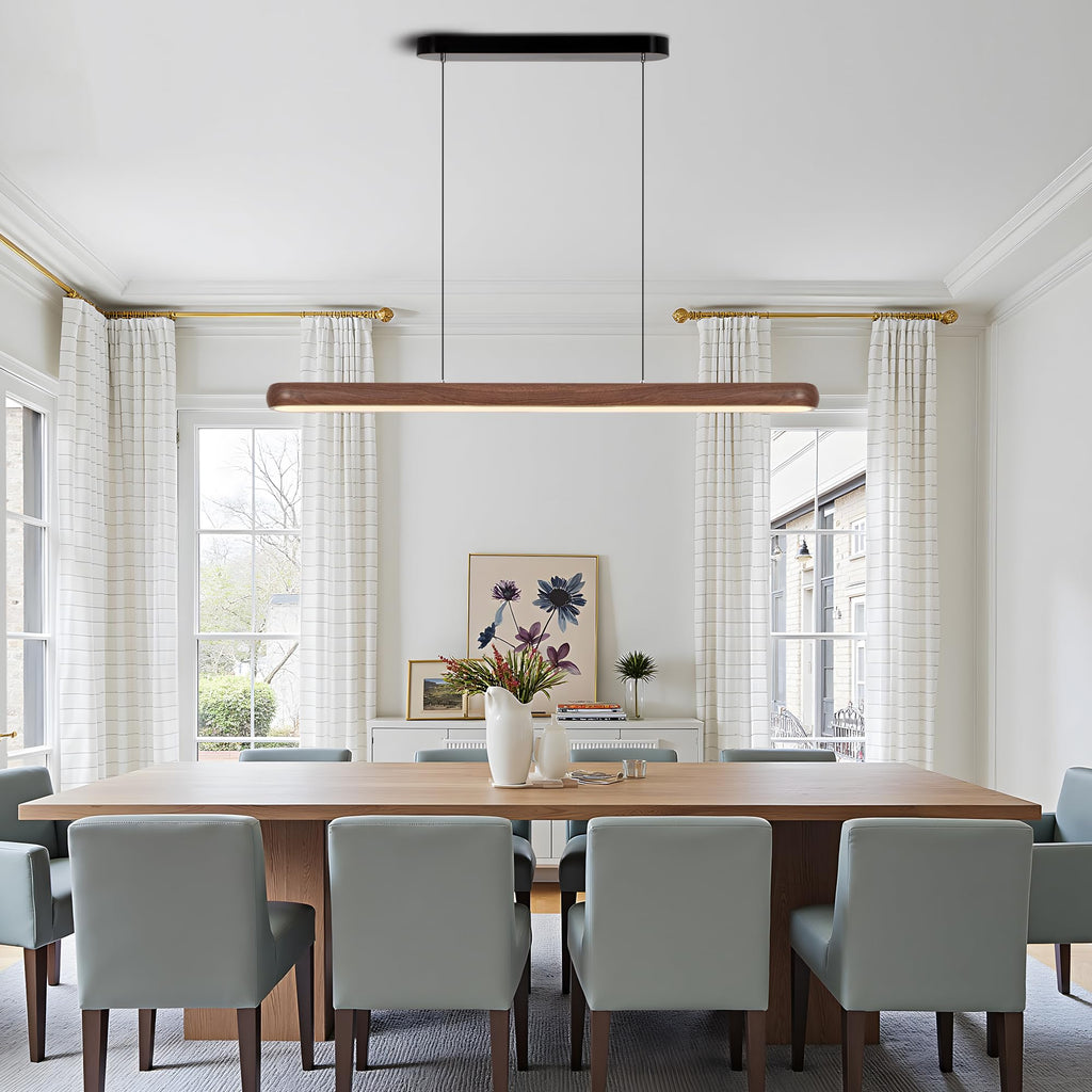 47 Inch Wood Grain Linear Pendant Light Kitchen Island Chandelier