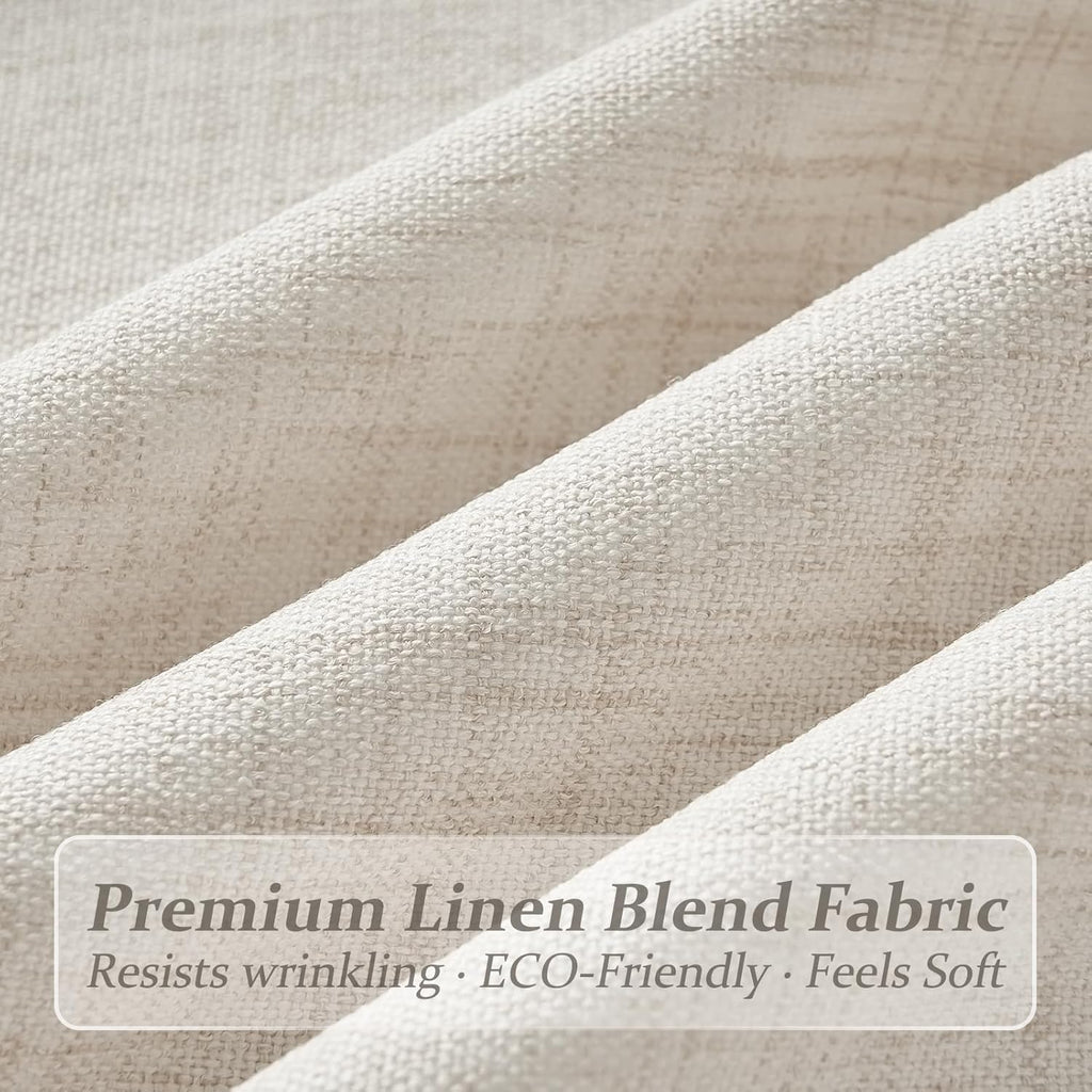 Birch Thick Linen 50 Inch Wide Viral Curtains 90 Inches Long for Sliding Glass Doors 2 Panels Set, Memory Shape Pinch