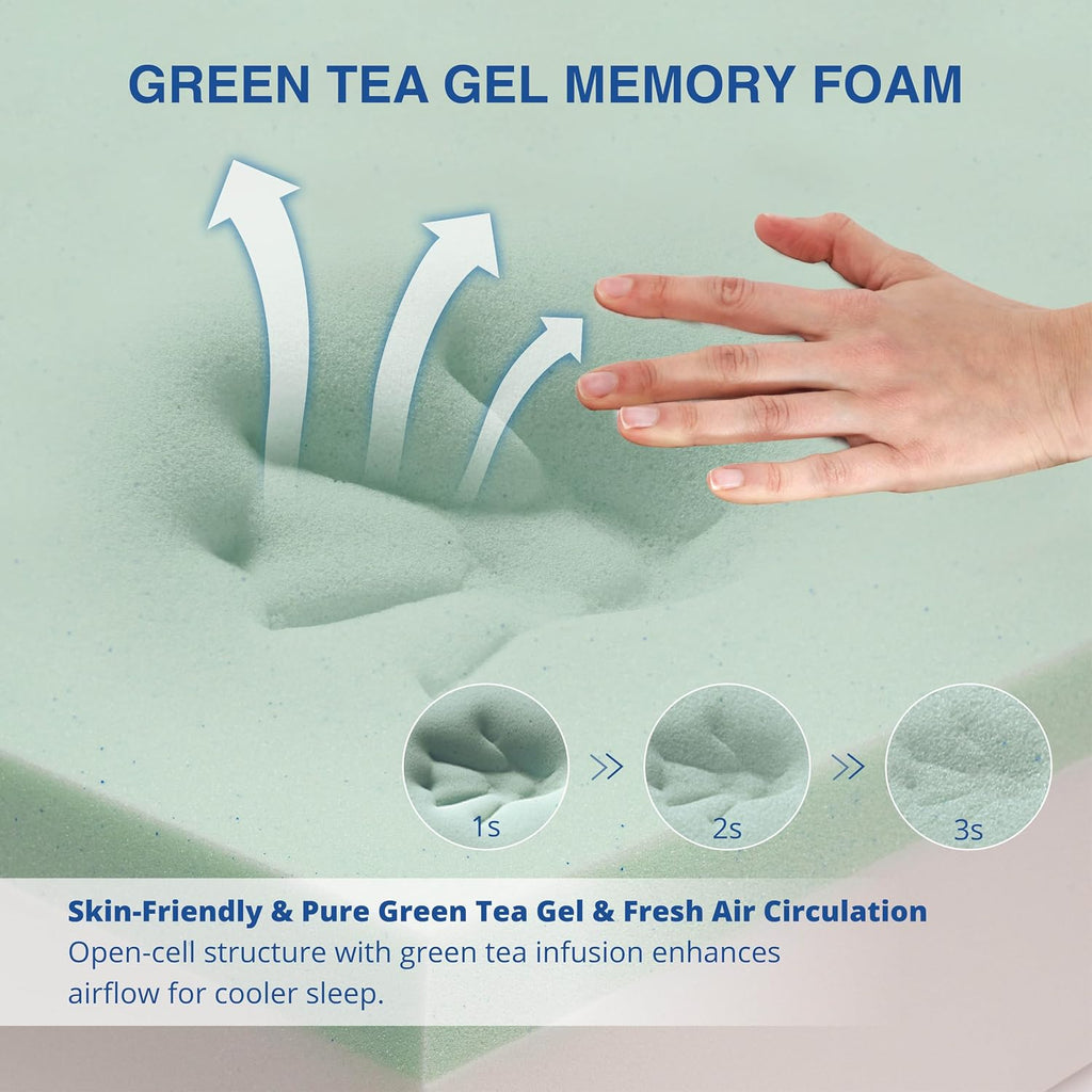 Queen Memory Foam Mattress, 12 Inch Queen Size Mattress in a Box, Green Tea Gel Infused Foam for Pressure Relief and