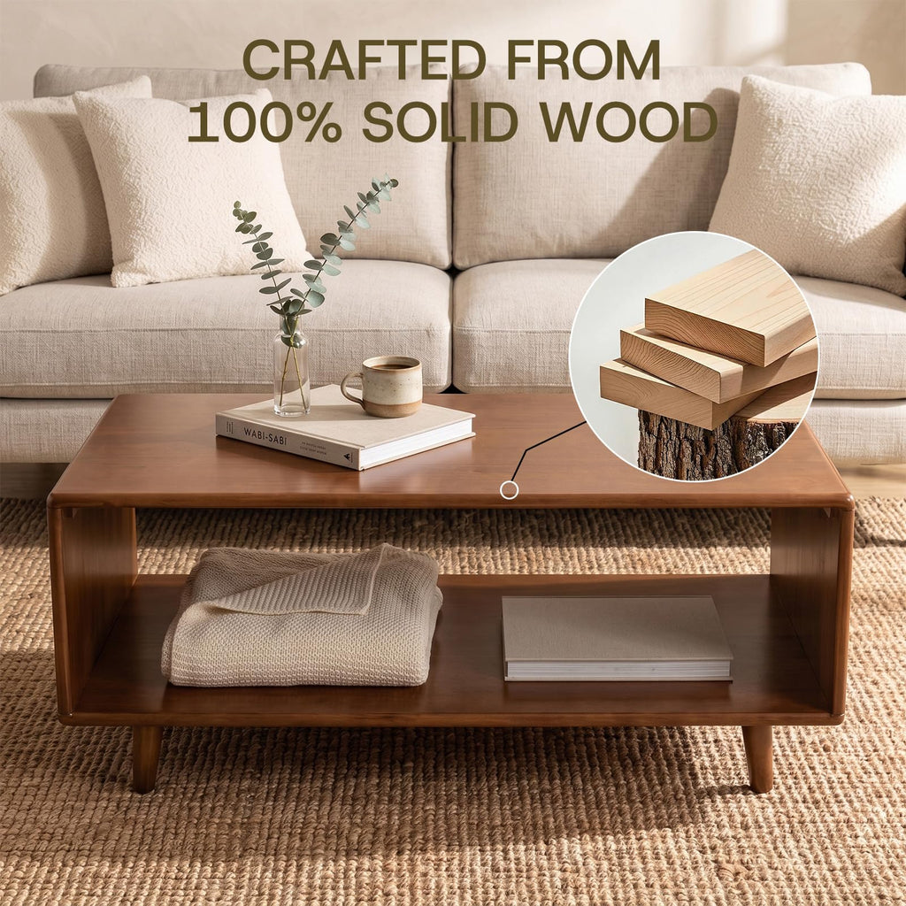 47" Rectangular Solid Wood Coffee Tables, Walnut