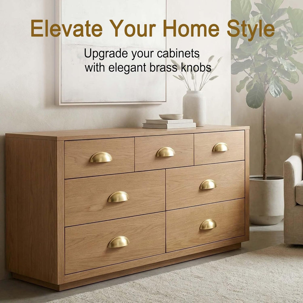2-Pack Solid Brass Cabinet Bin Pulls,Gold Cup Drawer Dresser Handles,3-Inch Hole Center,Kitchen Cupboard Konbs