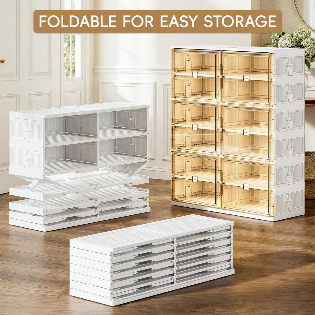 7 Tiers Foldable Boot and Shoe Storage Rack Cabinet for Closet Entryway, Large Collapsible Shoe Organizer with