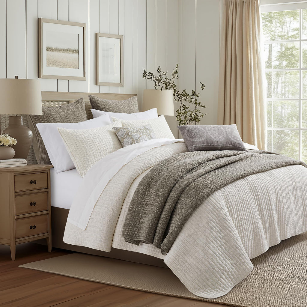 Loden Quilt Set - Quilt and One Standard Sham - Textured Waffle - Taupe - Quilt (68x86in.) and Sham (20x26in.)