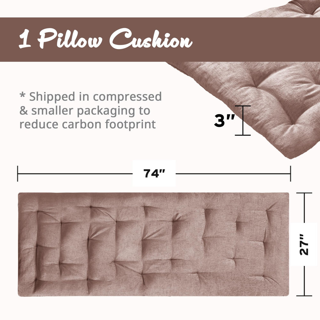 Foldable Lightweight Lounge Floor Pillow 27" x 74" Blush