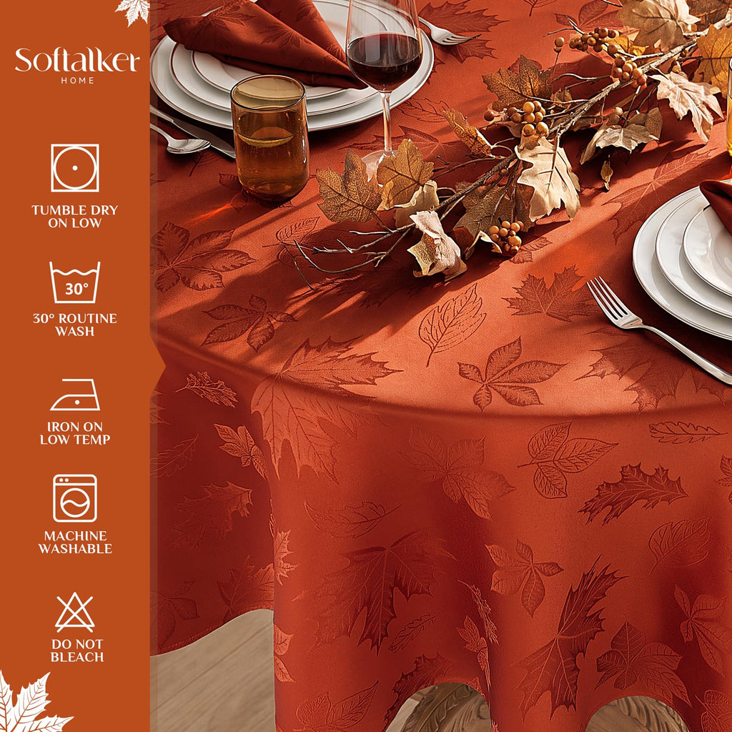 Fall Jacquard Dinner Napkins 20 x 20 Inch Set of 4, Burnt Orange