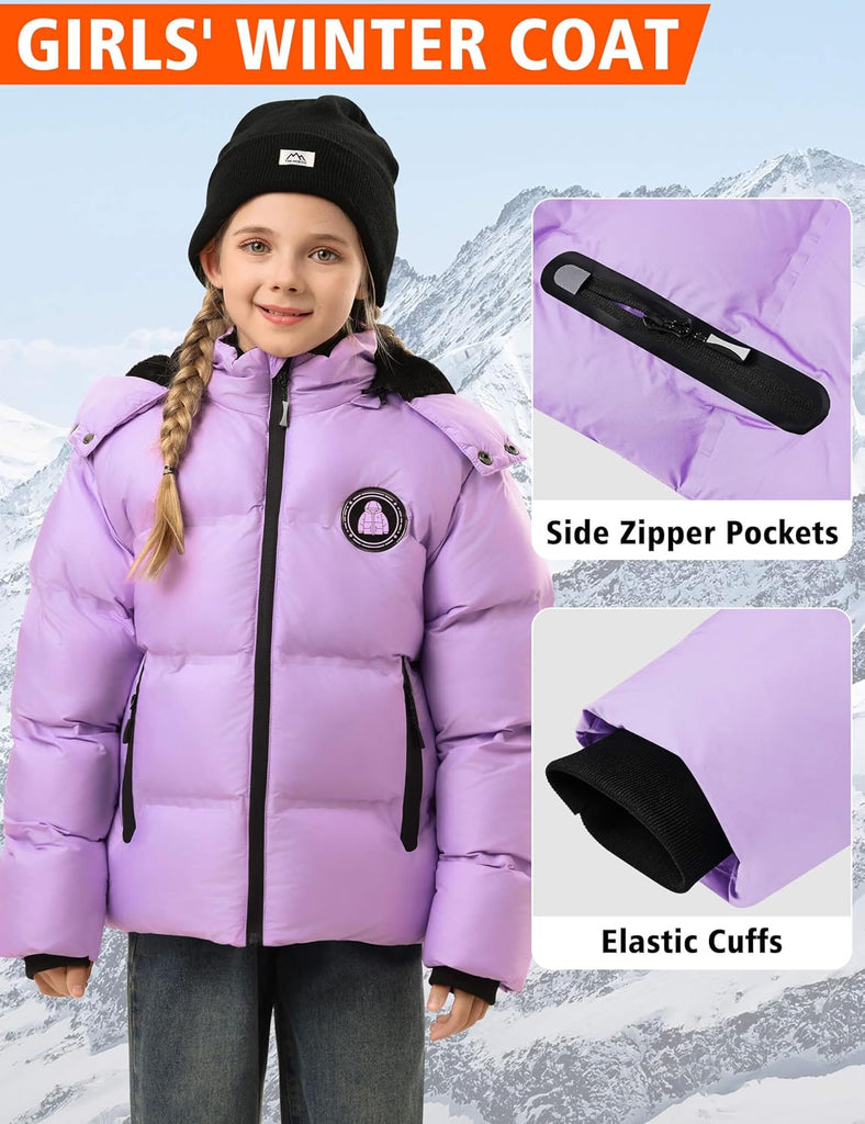 Boys' Winter Coat Kids Puffer Winter Jacket Thick Fleece Lined Warm Hooded Outerwear Coats for Boys Girls