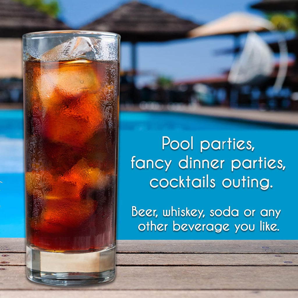 12.25 oz Highball Glasses with Heavy Base, Set of 6, Clear Drinking Glasses Set for Water, Juice, Cocktails, Wine