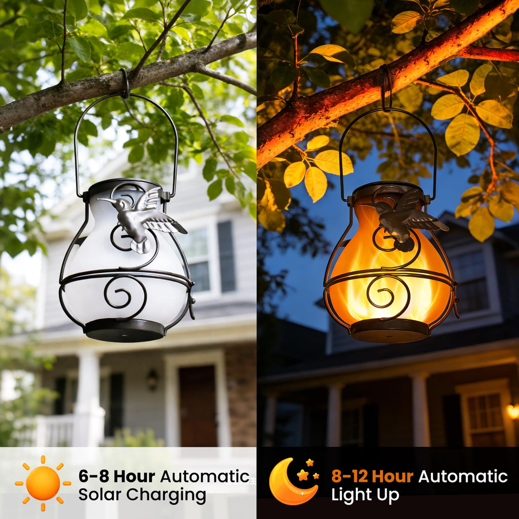 Lanterns Outdoor Waterproof Hummingbird Hanging Solar Lantern