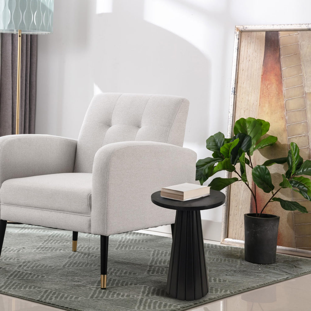 Inspired Saarinen Style Fluted Drum Side Table, Small Round Side Table, Pedestal, Modern Accent Drink Table, Plant Stand, Small Spaces