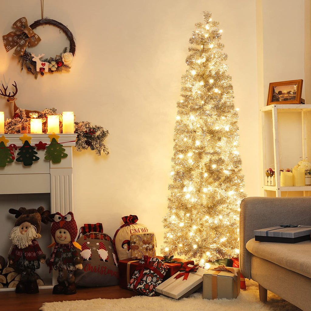Slim Christmas Tree s: 6ft with 200 Warm White LEDs
