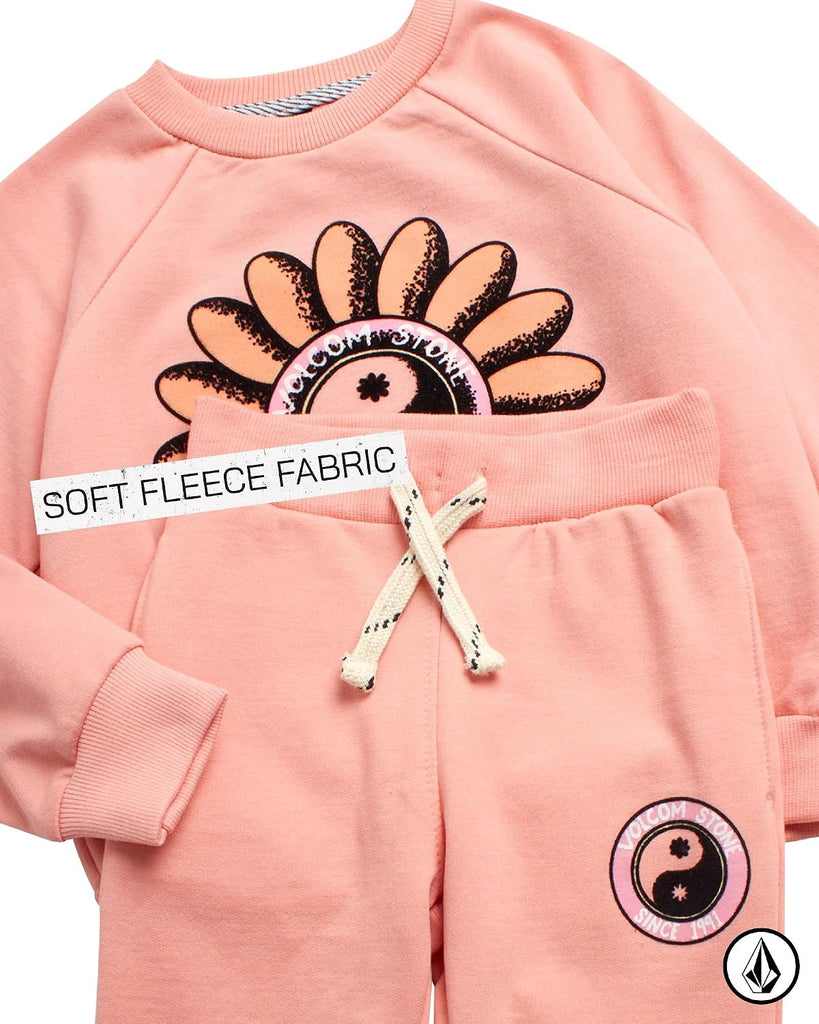 Toddler Girls French Terry Crew Pullover & Jogger Set, Elastic Waist
