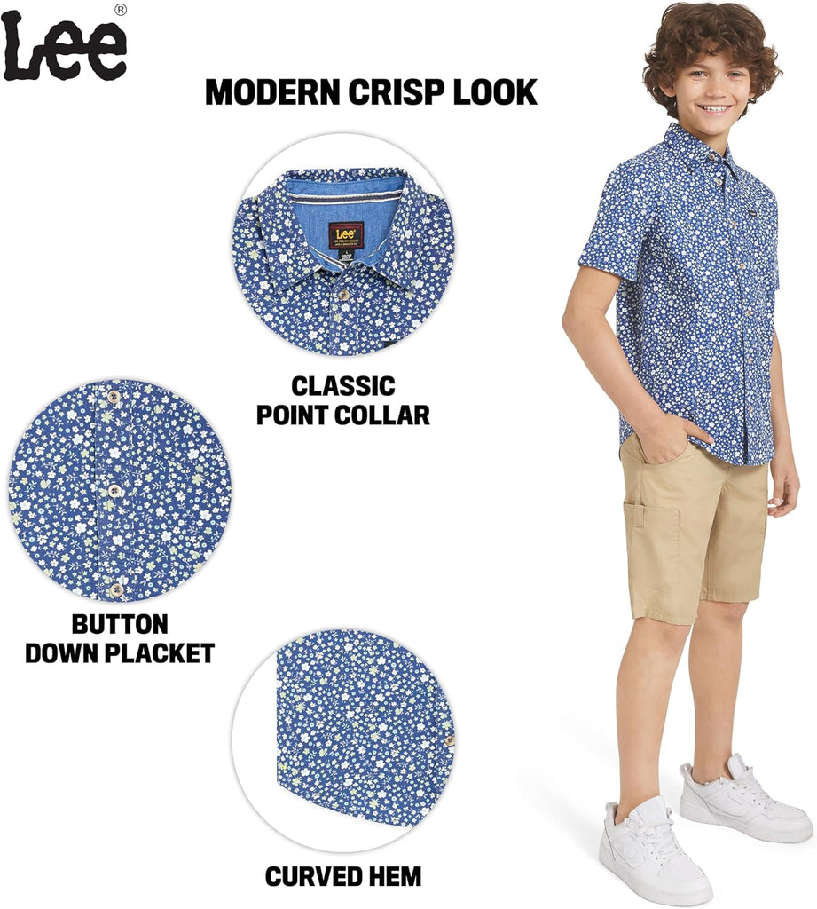 Boys Short Sleeve Printed Button Down Shirt for Kids