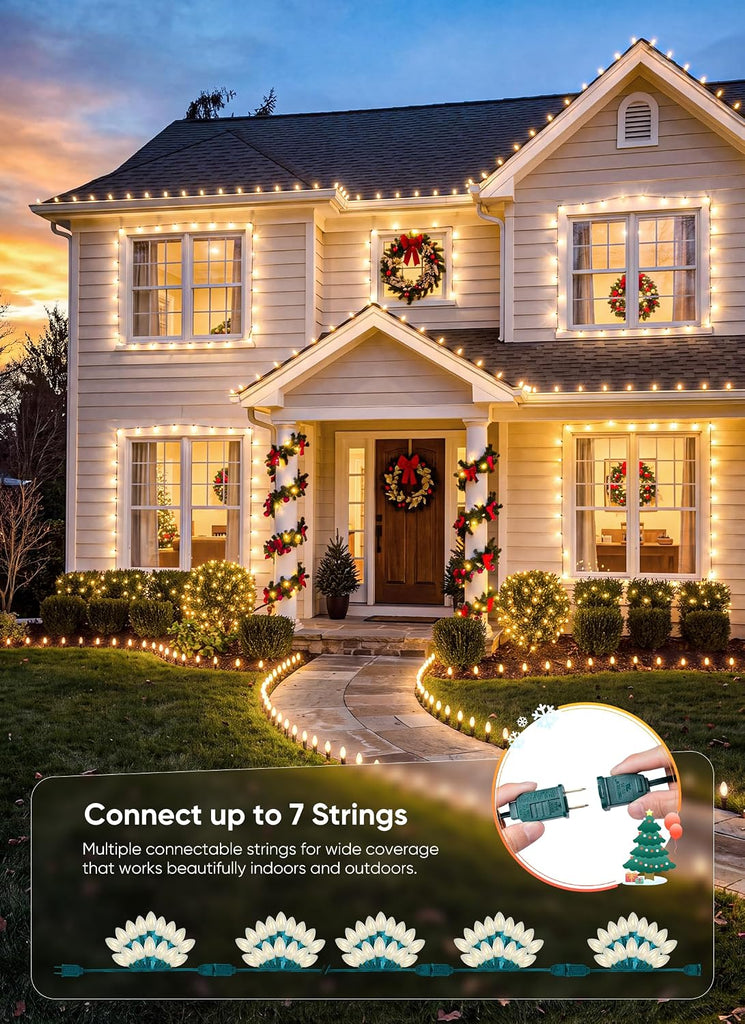 Christmas Lights Outdoor, 100Ft 100 LED Vintage C9 String Lights