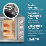 ETO4510MX French Door 47.5Qt, 18-Slice Convection Oven 4-Control Knobs, Bake Broil Toast Rotisserie Keep Warm