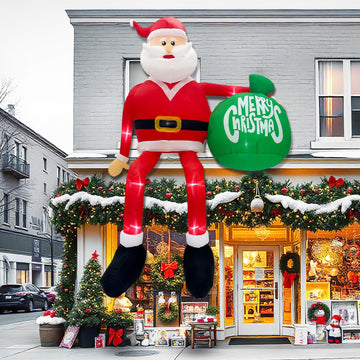 15FT Climbing Santa Inflatable, Outdoor Christmas Decor with LED Lights