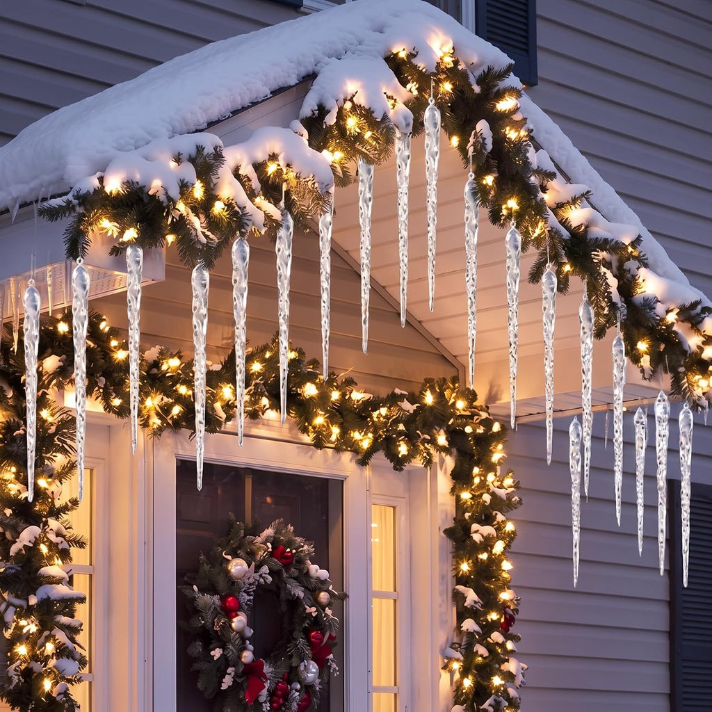 Large Crystal Icicles Ornaments Decor - Set of 24