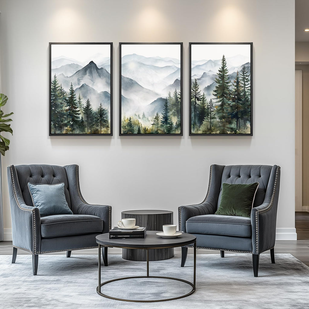 Large Framed Landscape Wall Art, Mountain Print, 24x36 Inch