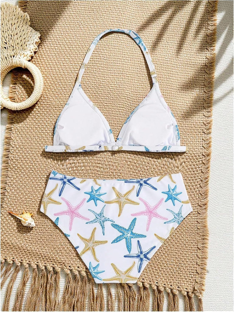 Girl's 2 Piece Cute Bathing Suits Halter Backless Bikini Set Girls Swimsuits Triangle Bikinis