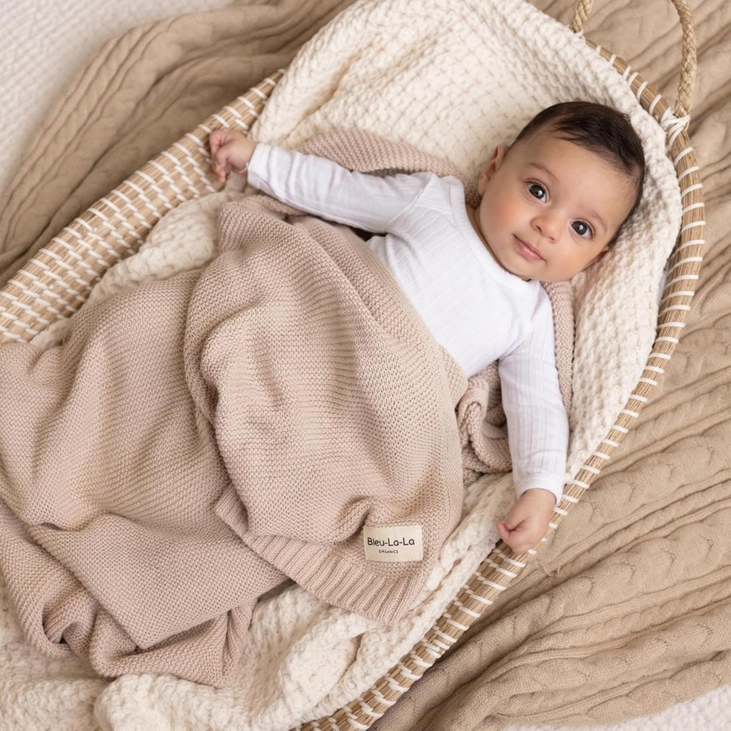 100% Organic Cotton Heritage Knit Textured Baby Quilt Blanket - Signature Heritage Knit, Soft Breathable Newborn Baby