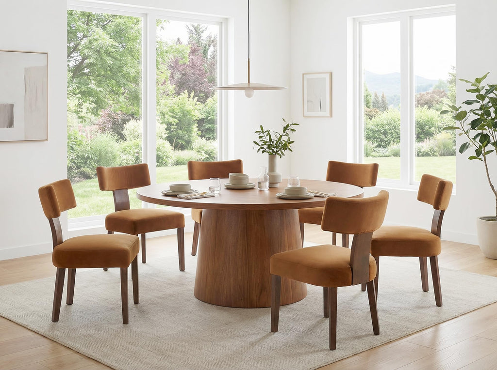 Set of 6 Modern Dining Chairs, Farmhouse Velvet Upholstered Dining Room Chairs Kitchen Chairs Side Armless Chairs