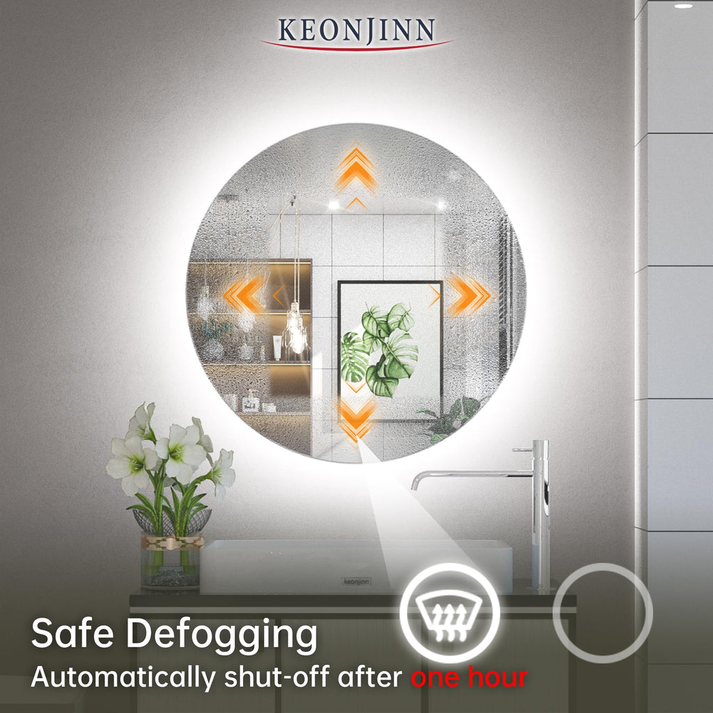 24 Inch Round Backlit Mirror Bathroom, Effortless Installation