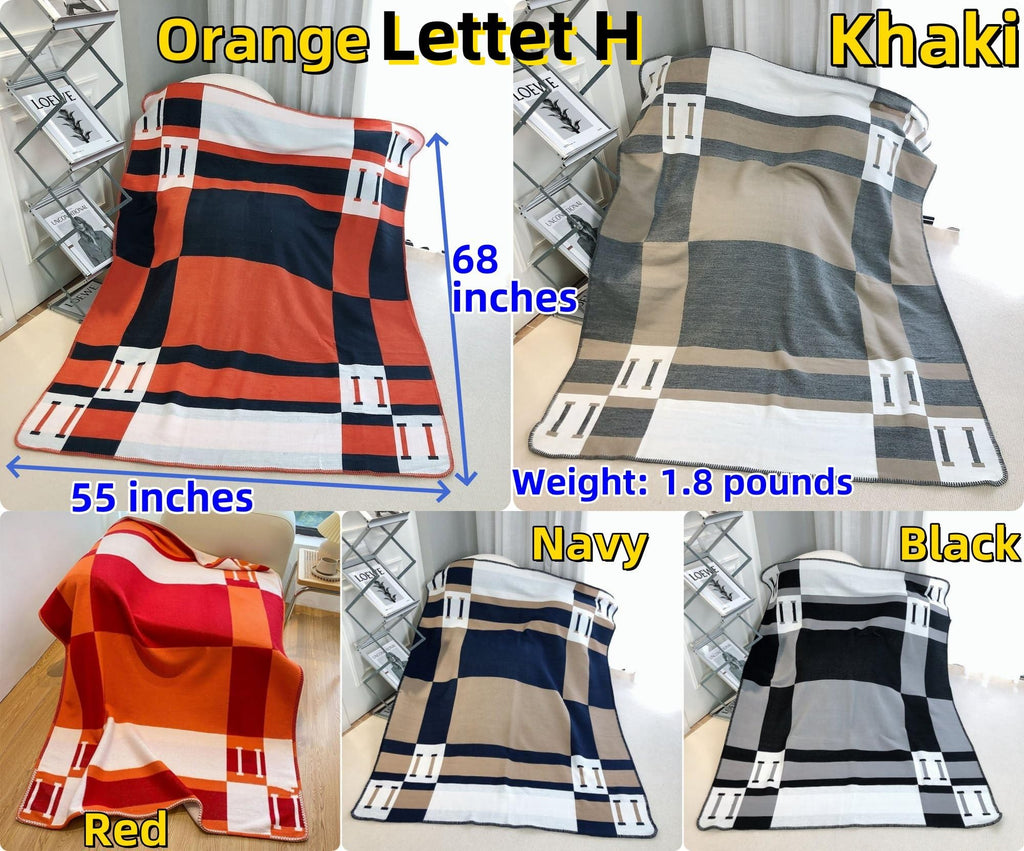 H Blanket Soft Fleece Sofa Throw Blanket for Women Couch Bed Plush Wool Stitch Flannel Cozy Large Comfy Quilt