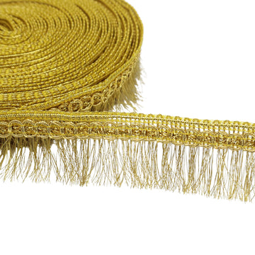 Gold Fringe Tassel Lace Trim 12 Yards Gold Fringe Fibre Ribbon Trim for Sewing Lampshade Curtain Decoration