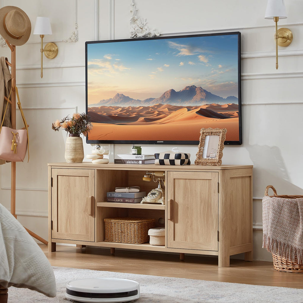 Farmhouse 55" Natural Oak Tv Stand, Tv Consoles