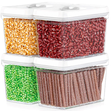 Airtight Food Storage Containers with White Lids 2L - 4 Pc Clear Plastic Pantry Snacks Kitchen Container, Baking