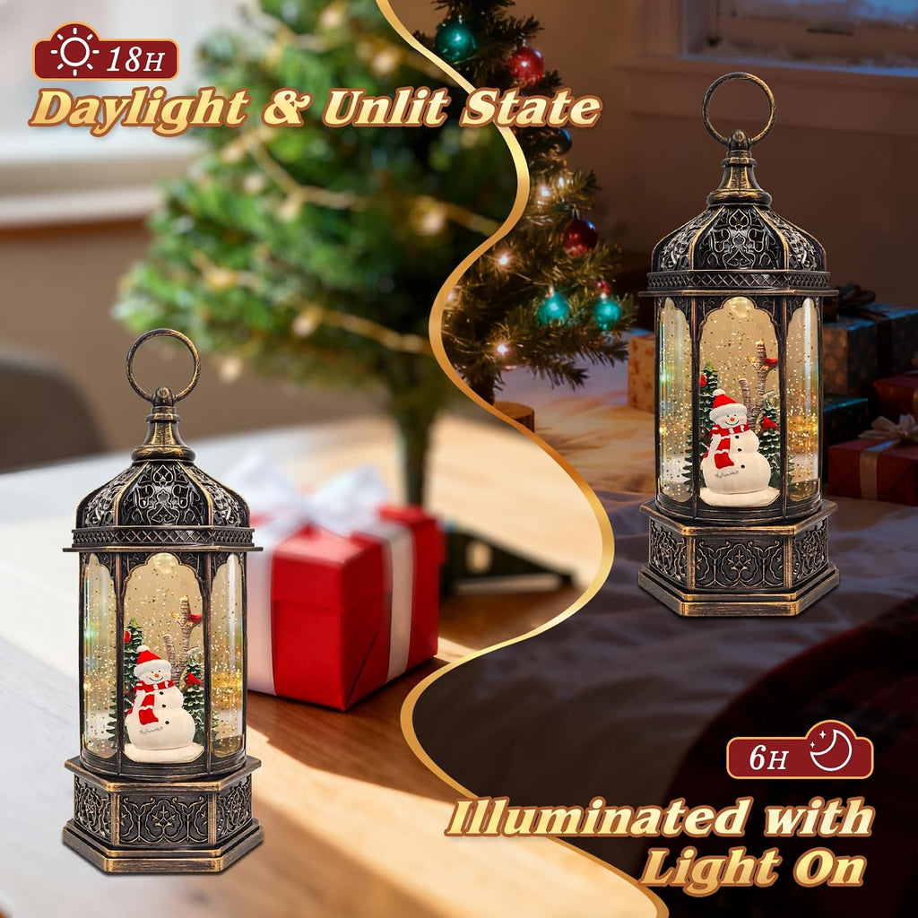 Large Snowman Snow Globe, Cardinal Christmas Tree, Lighted Snow Globes Lantern, Musical&LED Lights, 8 Classic Songs