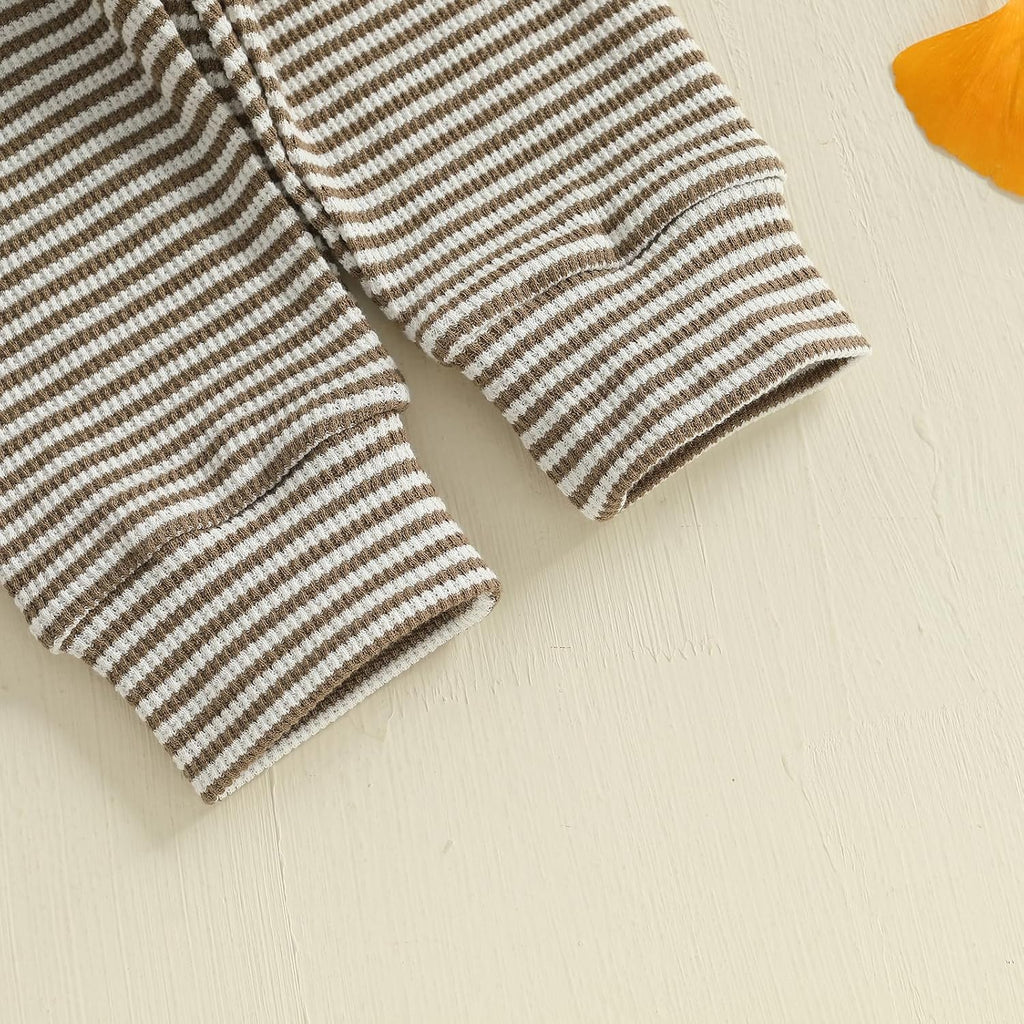 Newborn Boy Clothes Waffle Knit Long Sleeve Romper Long Pants Set Infant Fall Winter 2Pcs Outfits 0 3 6 9