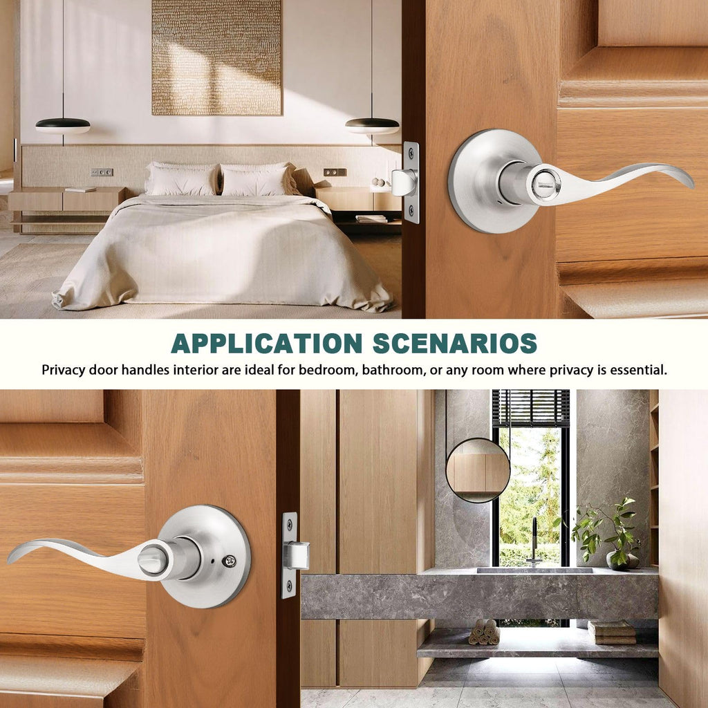 1 Pack Privacy Door Levers Brushed Nickel Lever Door Handles Interior Door Locks Wave Door Handles