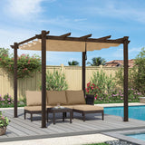 10' X 10' Outdoor Retractable Metal Pergola with Canopy Pati - Image 2