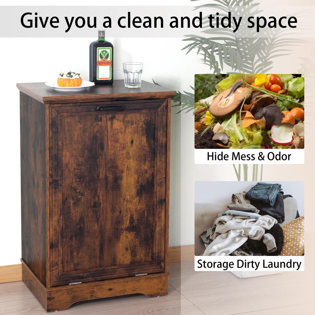 13 Gallons Tilt Out Trash Cabinet, Rustic Brown