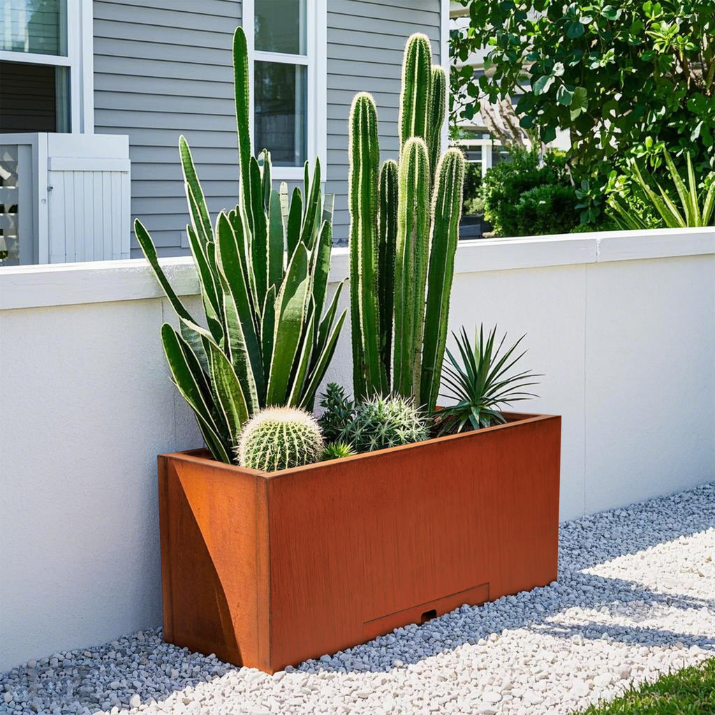 Corten Steel Rectangular Planter Box - 36" Lx12 Wx16 L. Pre-Rusted Weathering Steel Planter, Heavy Duty Rustic Finish