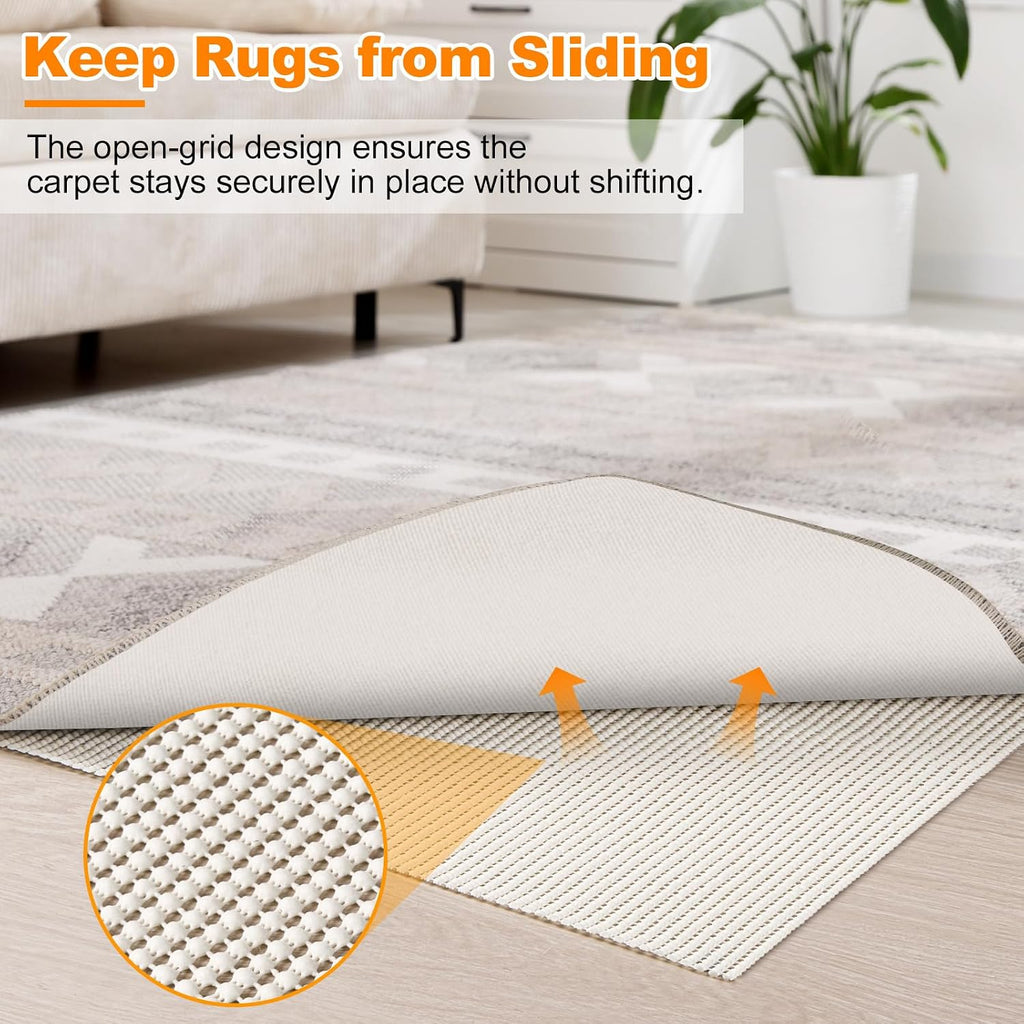 Non-Slip Rug Pad 6x9 FT, White - Set of 54