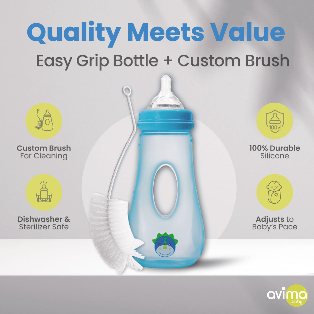 8 oz Easy Grip Baby Bottles w Medium Flow Nipples, 3-9M (Set of 3)