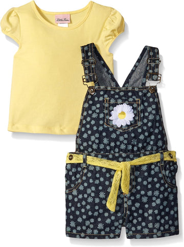 Lass Baby Girls' 2 Pc Lace Trim Shortall Set