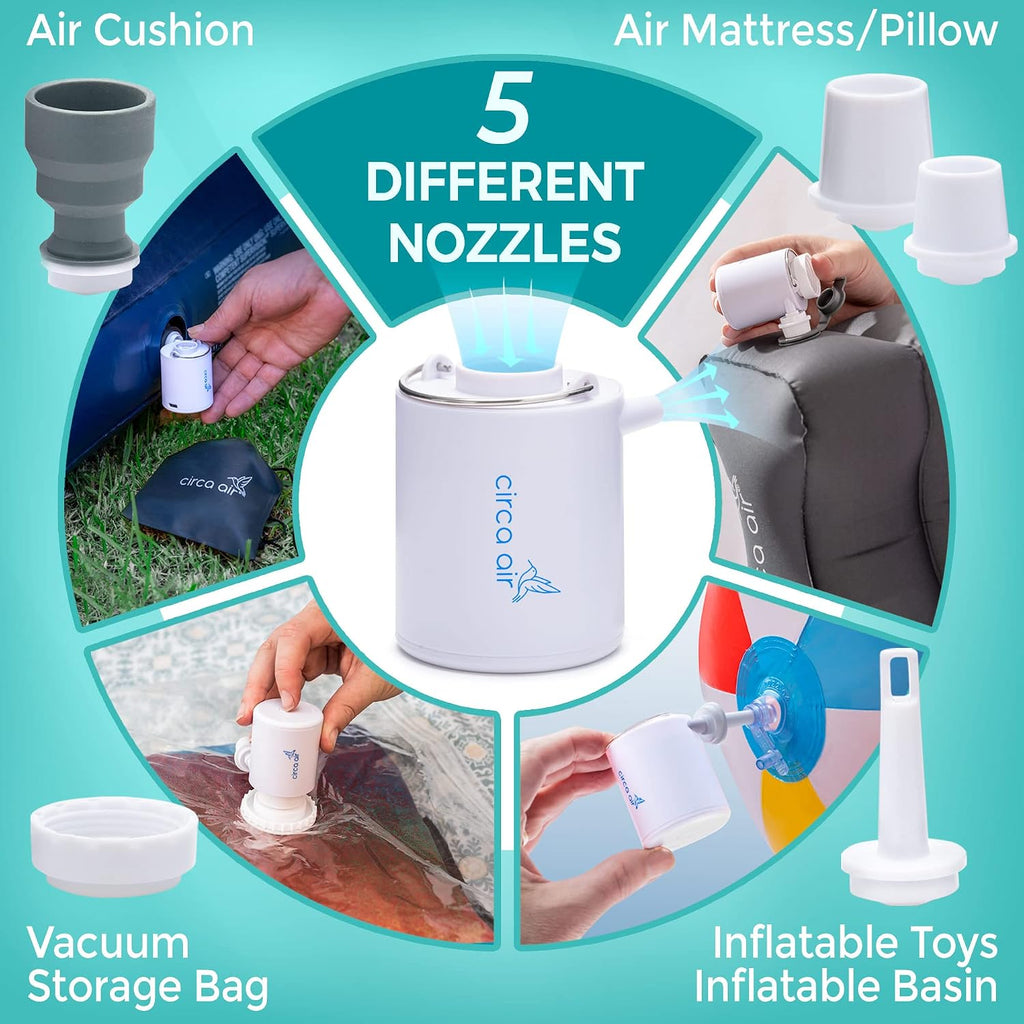 Inflatable Wedge Pillow (Blue 27') and Mini Pump Bundle - Travel Wedge Pillow for Sleeping, GERD, Snoring, or Acid