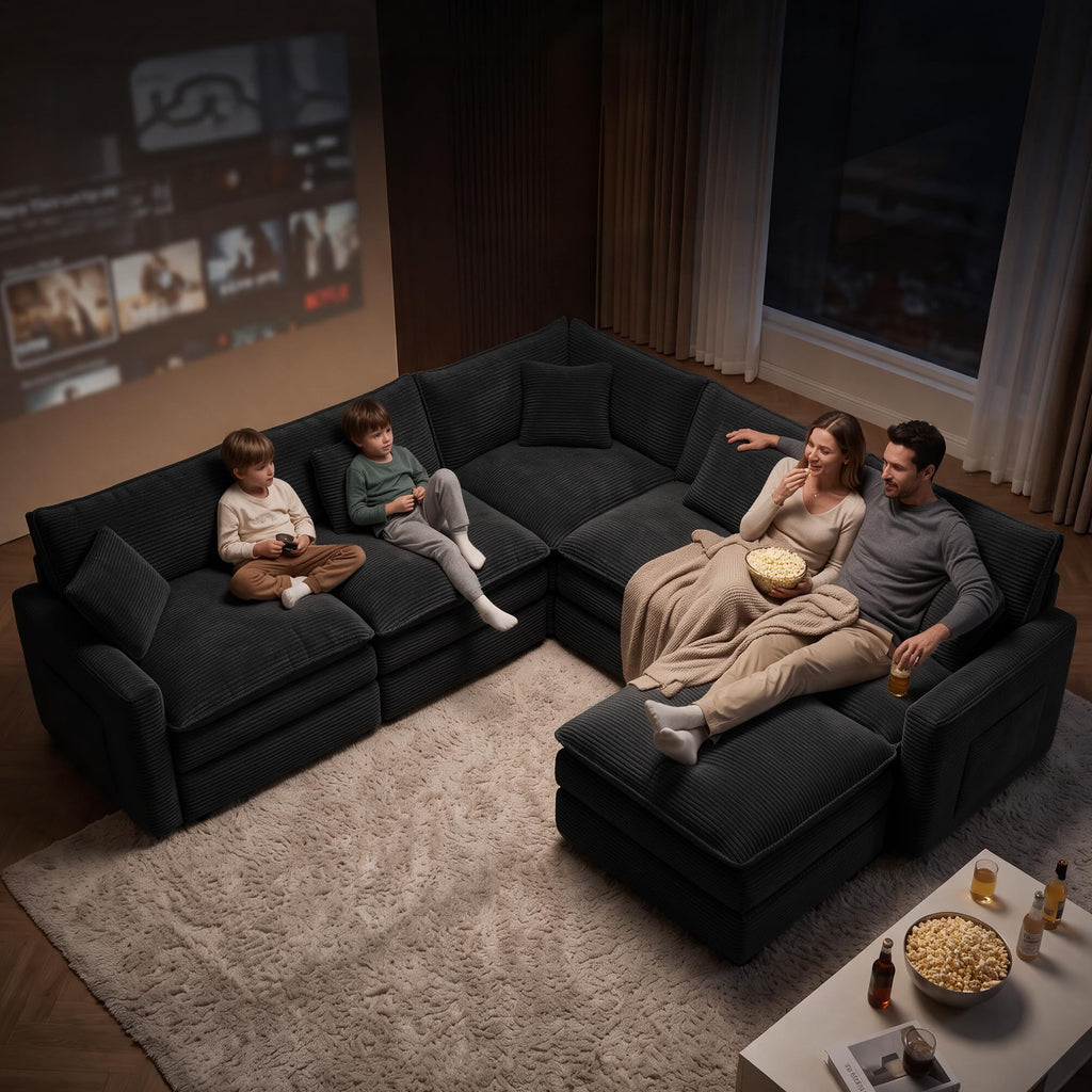 Oversized Cloud Couch Sectional, Corner Modular Sectional Sofa with Ottoman