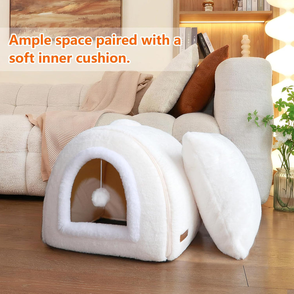 Cat Bed for Indoor Cats, Foldable cat cave, Anti-Slip & Water-Resistant Bottom, cat Houses for Indoor Cats or Small