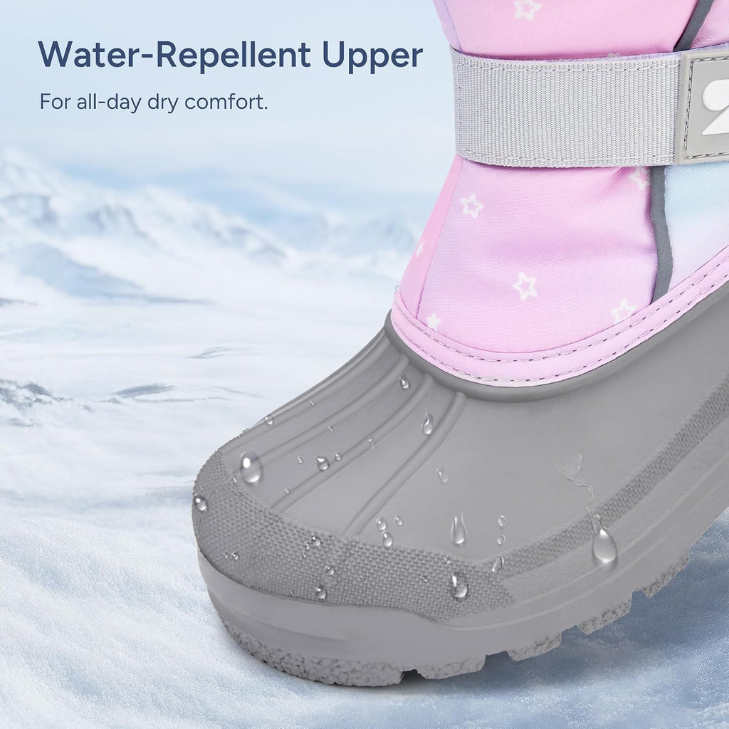 Kids Snow Boots Boys Girls Waterproof Zipper Winter Boots