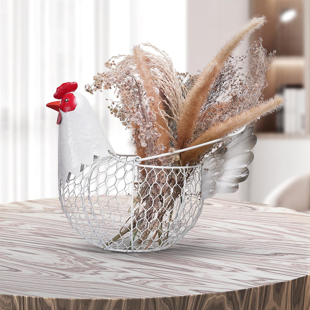 Farmhouse Metal Chicken Wire Egg Basket, Eggs Holder Bowl Kitchen Countertop