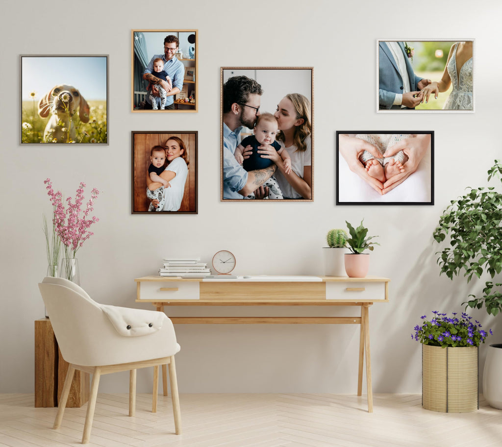Custom Printed Framed Canvas Wall Art, 31.5x41.5 White, Sylvie Personal Canvas Print with Your Photos Gallery Wall
