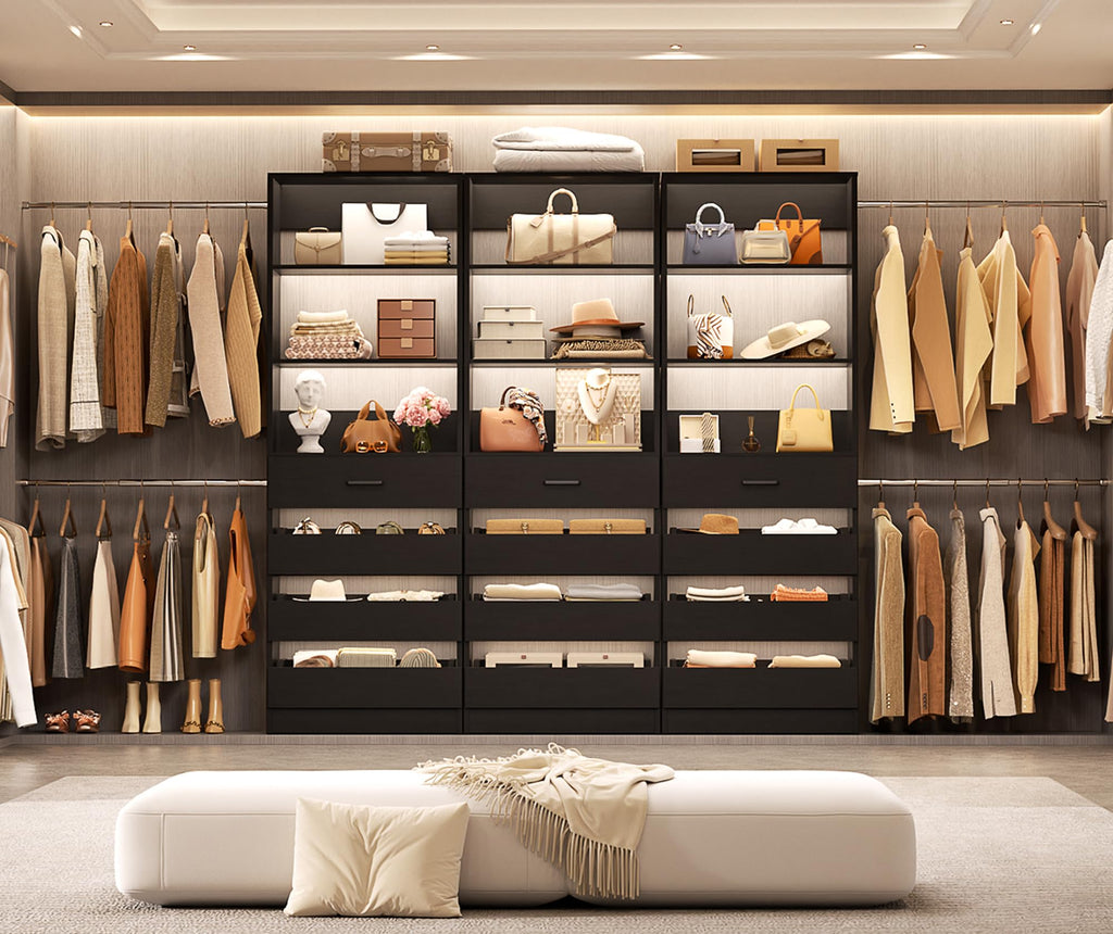 Closet System with 12 Drawers, 8.5-11.5Ft Closet Organizer System