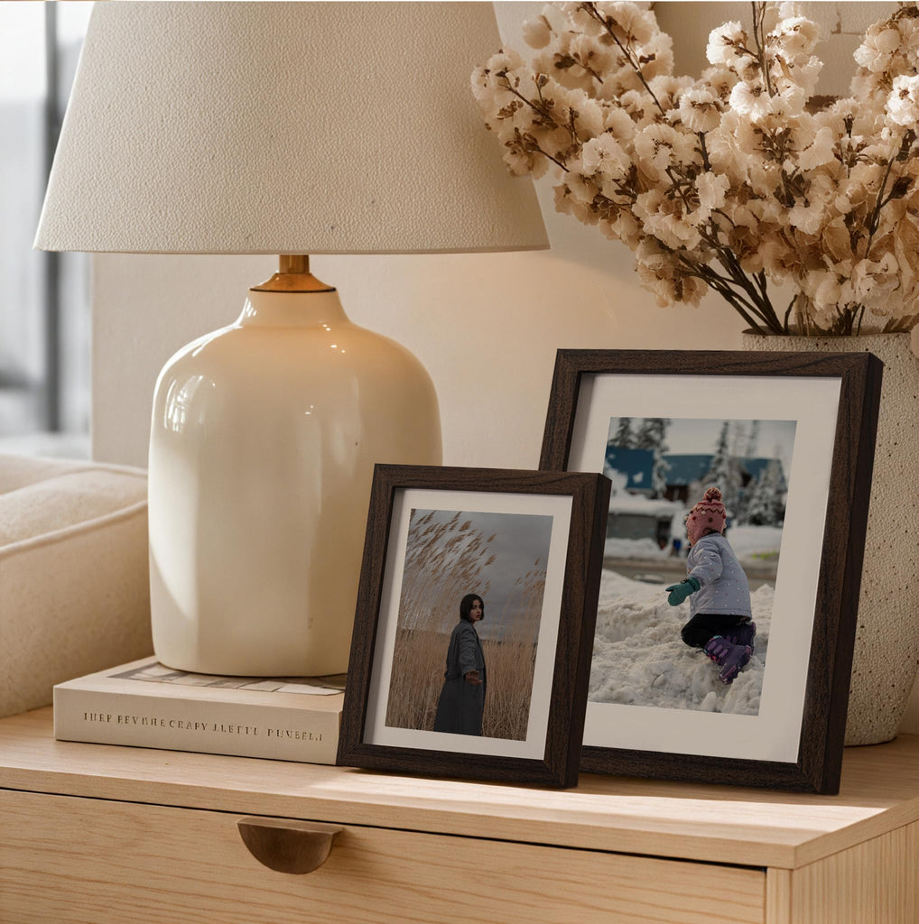 5x7 Picture Frames, Acrylic Cover, Walnut Brown, Set of 10