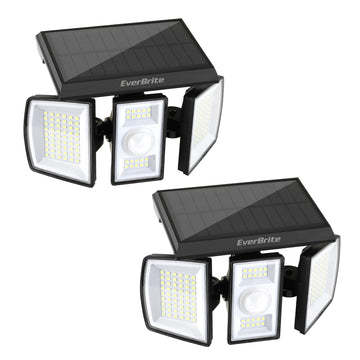 2PK Solar Motion Sensor Lights, 3 Heads, IP65 Waterproof Outdoor