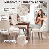 Kiztir Velvet Dining Chairs Set of 4, Upholstered Dining Room Chairs with Ring Pull Trim and Button Back