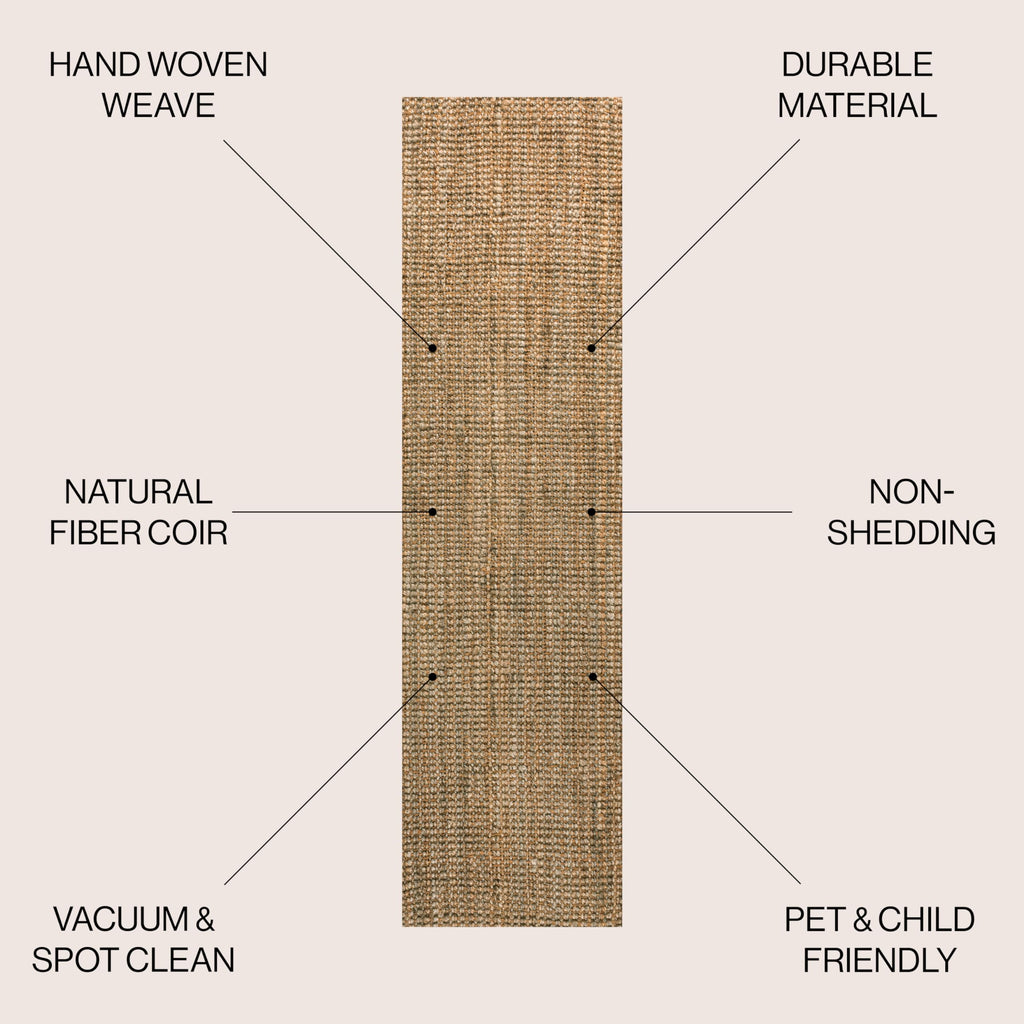 Biot Handwoven Jute Solid Natural Runner Rug, 2x8, Traditional, Rustic, Farmhouse, Coastal, Easy-Cleaning