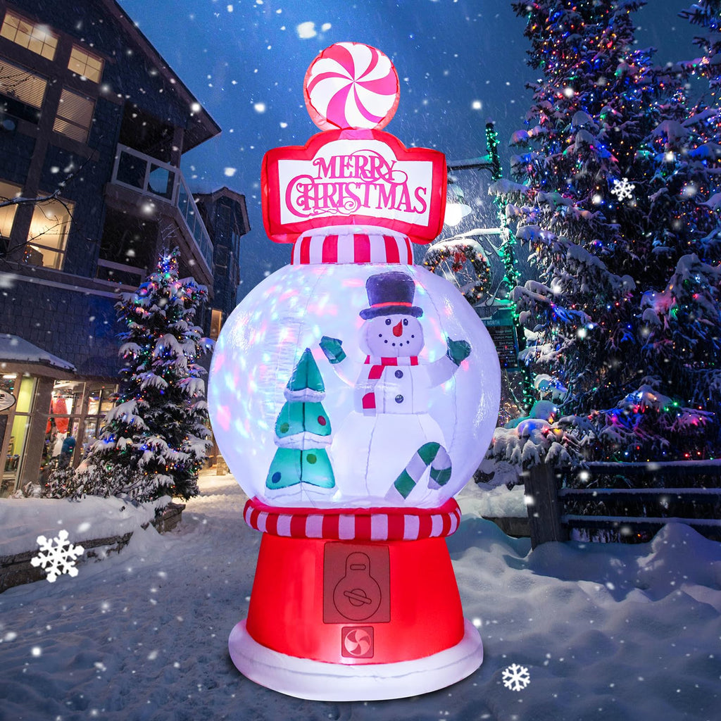 Christmas Inflatable Outdoor Snow Globe Decor with Rotatable Light